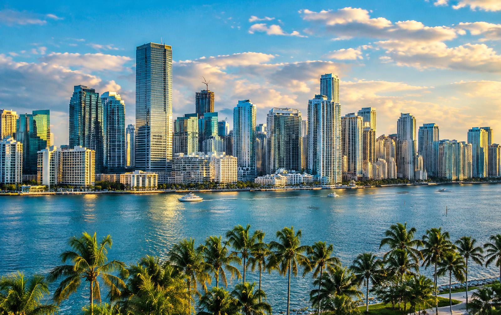 Miami Brickell waterfront skyline across Biscayne Bay